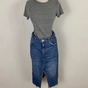 Denim Skirt with Slit Feature
